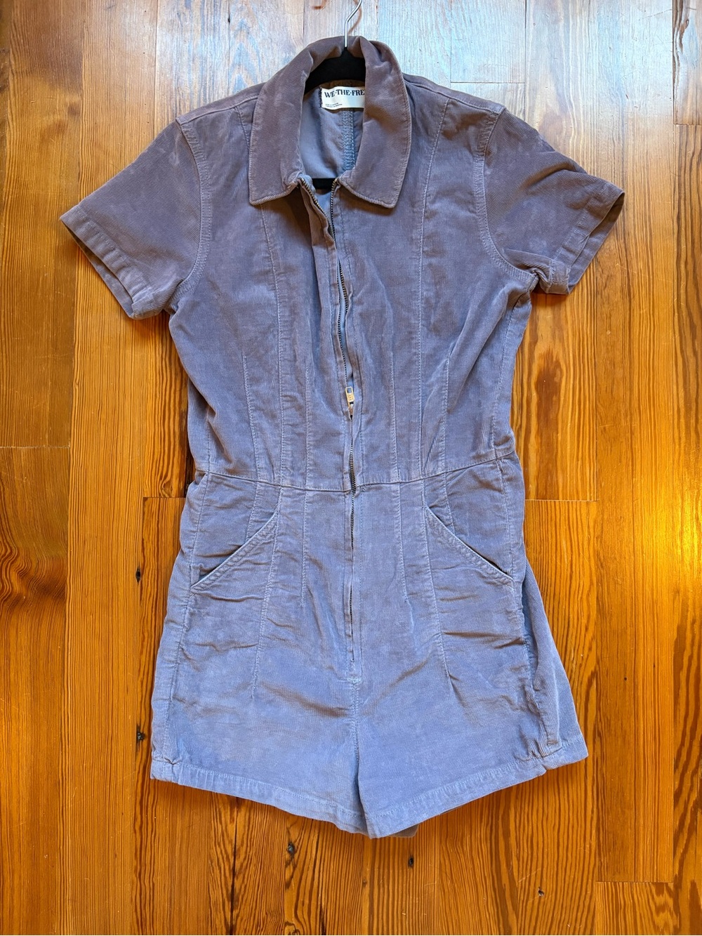 We the Free Short-Sleeve Corduroy Romper in Lavender